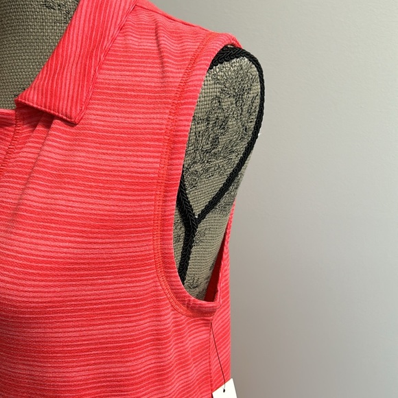 T by Talbots Coral Two Tone Striped Sleeveless Elastic Drawstring Waist Dress Lg - Picture 6 of 11